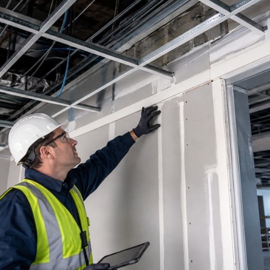 Fire Rated Partitions & Ceiling Systems Inspection Underway