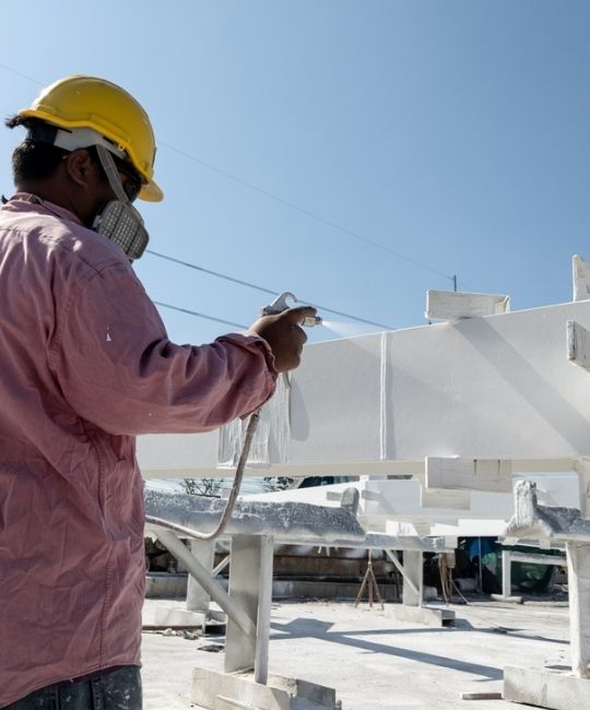 Intumescent Coating Being Applied For Passive Fire Protection