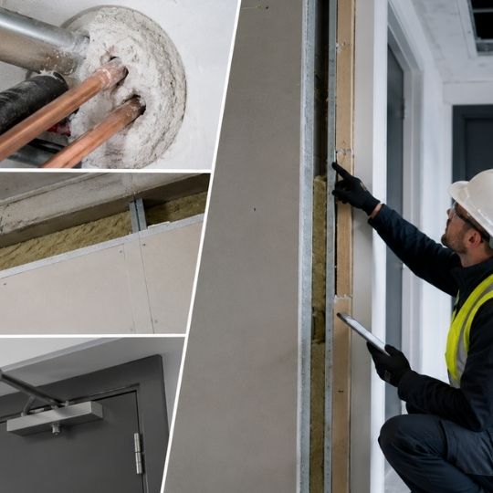 Examples of what is inspected during a UKAS Accredited Passive Fire Protection Inspection